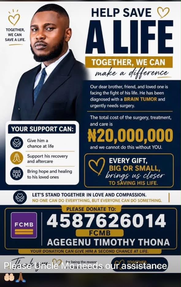 Arairegnf's tweet photo. Hello oouites,please one of our ex students needs your help ,he has a brain turmoil and needs to get operated ,kindly help contribute anything ,please your 200,500,1000,2000 will go a long way.
Save our uncle mo
#saveunclemo #save https://t.co/etGevXVTUm