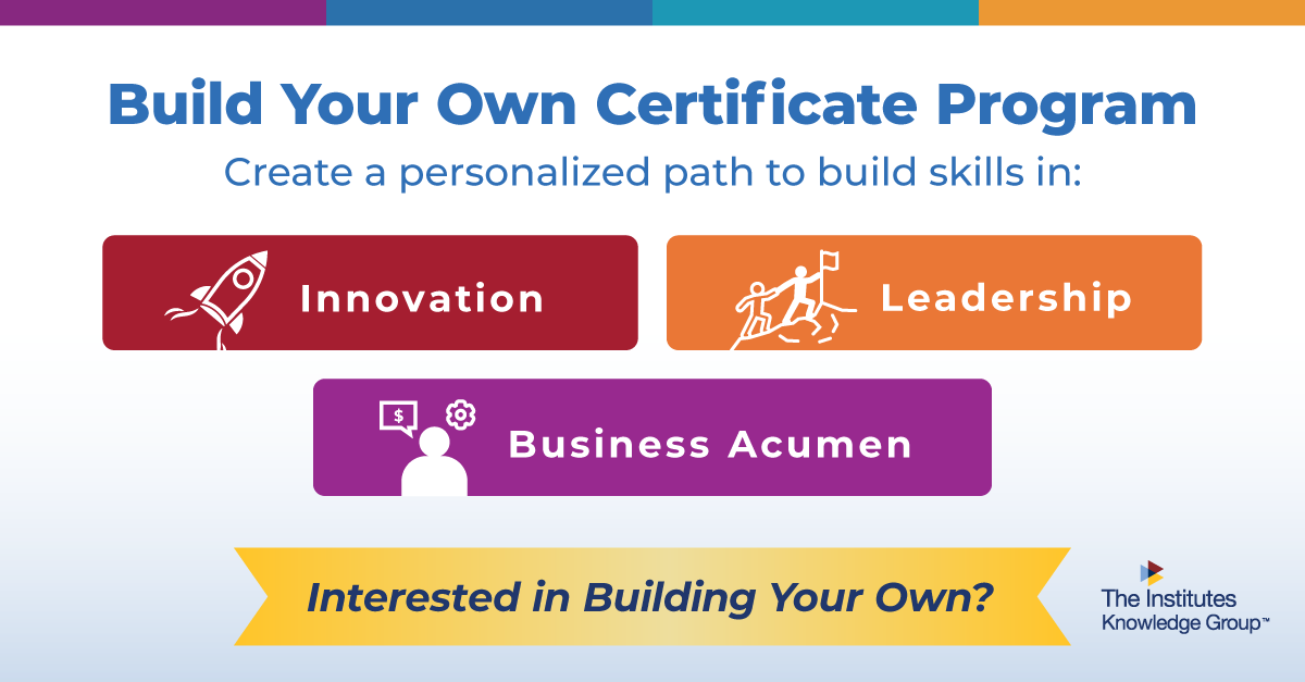 TheInstitutes_'s tweet photo. The Build Your Own Certificate program meets students and professionals where they are — and it's coming soon from The Institutes Knowledge Group. 

Interested in building your own certificate? Sign up and let us know: https://t.co/MNroYWJKzl

#ProfessionalDevelopment https://t.co/Tzp0b3u3dy