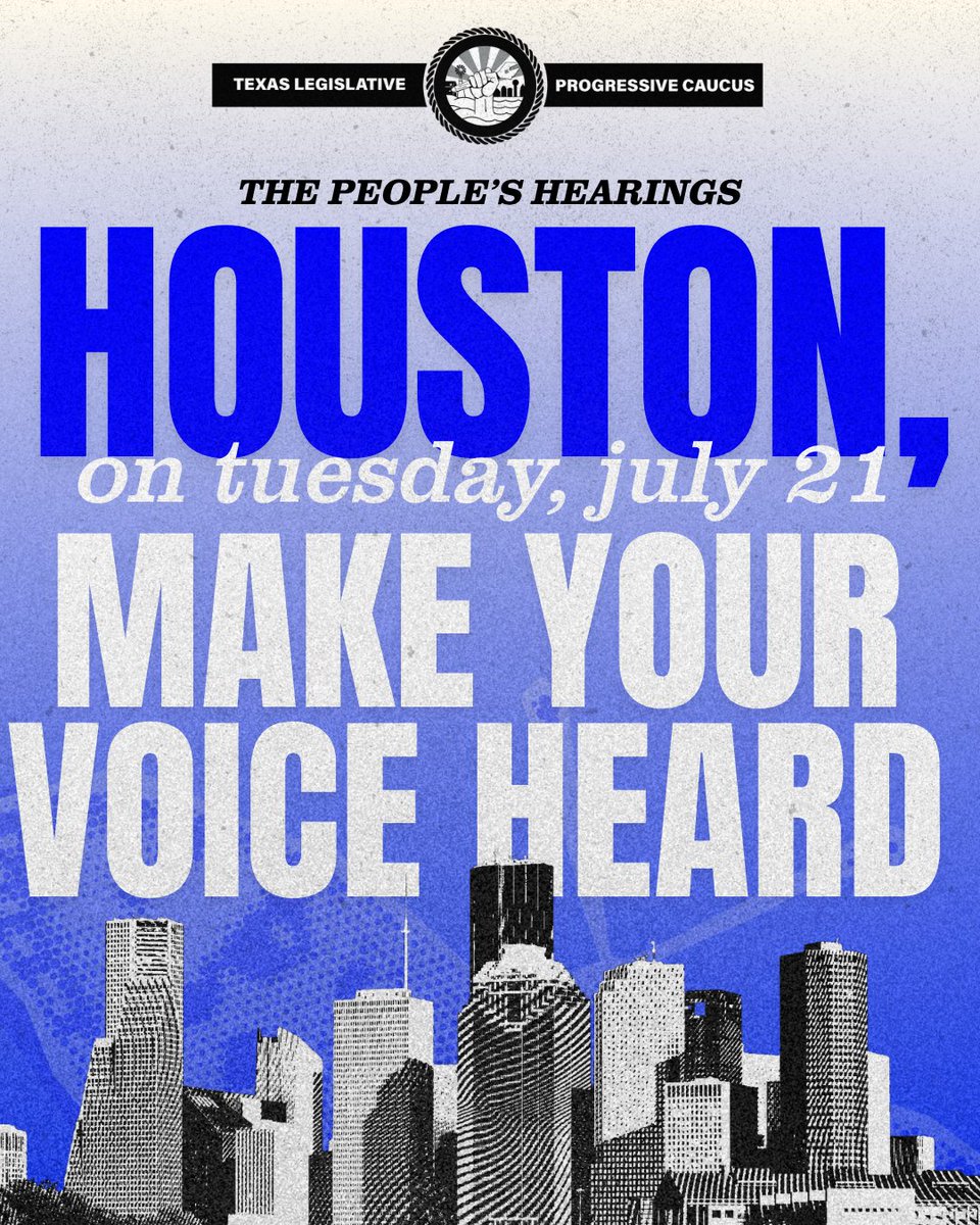 TX_Progressives's tweet photo. Houston's teachers, nurses, construction workers, and small business owners deserve to be heard.

Share this with someone who needs to be in the room on July 21st.

Houston People's Hearing · 6pm · HCDE Adult Education · Free

🔗 Sign up at https://t.co/UVwzNPcBGG
#txlege https://t.co/uecBxccXl8