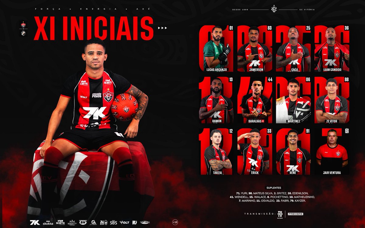 ECVitoria's tweet photo. Leão escalado! 🔴⚫️🦁

#PegaLeão #ForçaEnergiaAxé #JogaremosJuntos #Brasileirão2026 https://t.co/M1RmAWaMNz