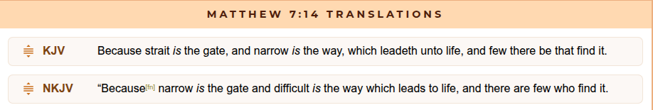 Paul00540712's tweet photo. The way to salvation in Jesus Christ is narrow, not difficult. The NKJV gets this wrong. https://t.co/nPBqMIZyRx