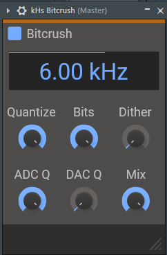 CarbonLemonVA's tweet photo. @lit_pinata I've been playing around with the kHs Bitcrush plugin for a while on FL Studio, along with an EQ filter. I find this bitcrusher more reliable than Krush 2 even if it is simpler in design. https://t.co/JlJPOsONQc