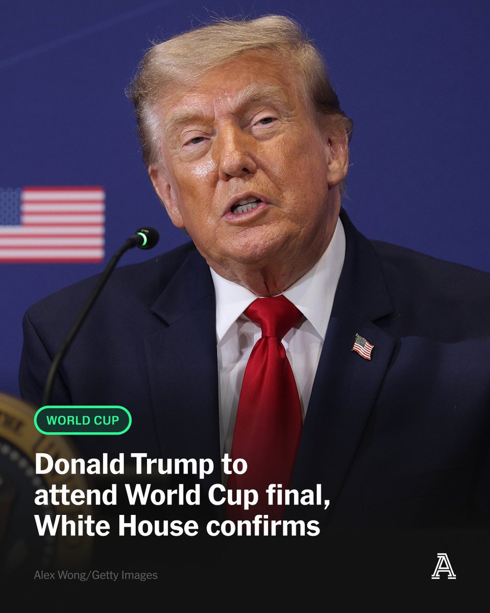 90MinTouchline's tweet photo. 🚨🇺🇸 Donald Trump will attend the 2026 FIFA World Cup final, White House confirms.

FIFA president Gianni Infantino previously said Trump would present the trophy.

#WorldCup2026 #FIFAWorldCup #Football https://t.co/Q0J7UZl5U6