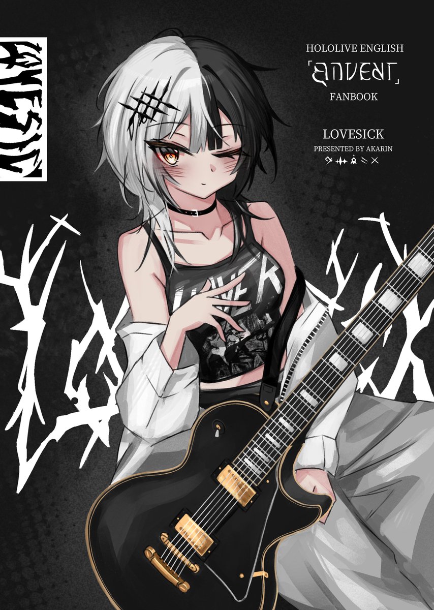 akarinnndesu's tweet photo. I made an Advent artbook! 🖤✨

「LOVESICK」will be debuting at Offkai next week! Pre-orders are also available if you can't make it in person (US orders only, sorry about that)!

- B5 size, 32 pages featuring 2 guest artworks by @takida_185  and @CAULISSIMO
- Limited sets only available at Offkai