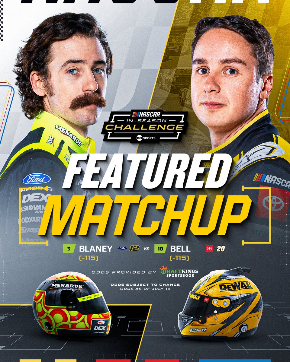 NASCAR's tweet photo. A heavyweight bout in the In-Season Challenge semifinals. 💪

Odds presented by @DKSports. https://t.co/apHQQse5ba
