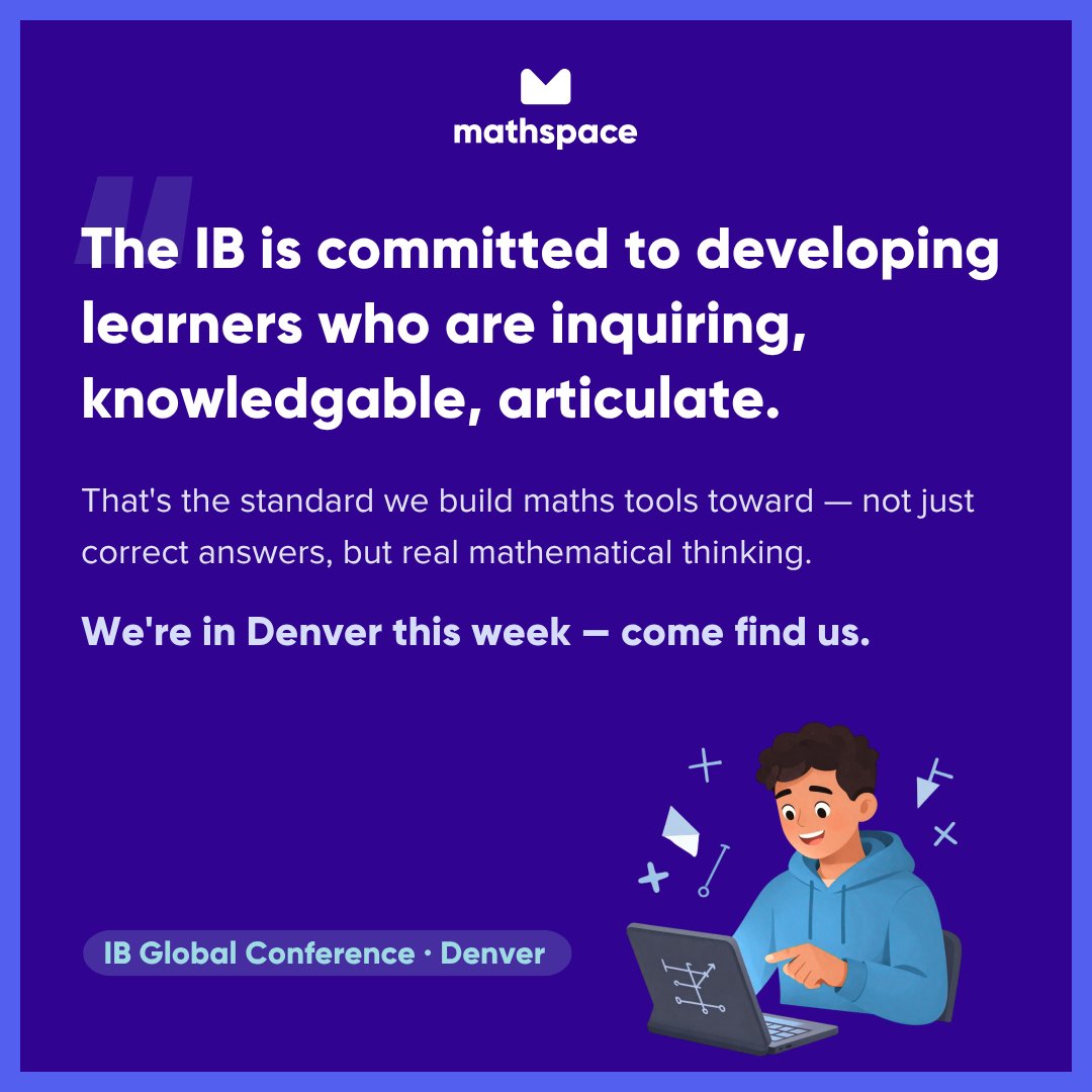 mathspace's tweet photo. Day one of the #IBGlobalConference in Denver is underway, and we’ll be here through 18 July.

We’re building towards more than correct answers, deeper reasoning, communication and mathematical thinking.

#IBEducation #Mathspace https://t.co/q1OFo6IUWo