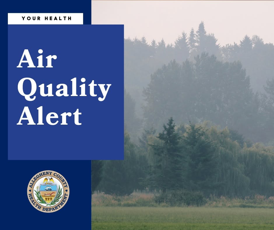 HealthAllegheny's tweet photo. The Allegheny County Health Department has issued An Air Pollution Episode Warning for the Mon Valley. This is in addition to the recent Code Maroon Air Quality Alert.

The warning was issued because 24-hour PM2.5 standard for the Mon Valley has been exceeded at an official monitoring station in the Mon Valley and is likely to continue for the next 24 hours.

Companies in the Mon Valley contributing to pollution are required to temporarily reduce activities that produce emissions.

PM 2.5 is a type of particle pollution that comes from many different sources. Fine particles (2.5 micrometers in diameter and smaller) come from power plants, industrial processes, vehicle tailpipes, woodstoves, and wildfires.

Particle pollution causes several serious health problems, including coughing, wheezing, reduced lung function, asthma attacks, heart attacks and strokes. It also is linked to early death in people with heart or lung disease.

Get the latest local updates on air quality by enrolling in Allegheny Alerts for free: https://t.co/4HnJlcbnsl