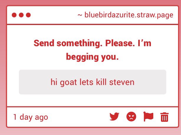 IHATESTEVEN46's tweet photo. 1. YES. LET’S KILL STEVEN.

2 &amp; 3. Purpurite, I swear if those two gimmicks were sent by you.

4. Oh, you are so polite. https://t.co/MCDgKonJmM