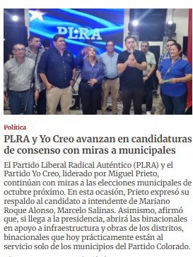 lacostasoy's tweet photo. En Roque Alonso, Miguel Prieto oficializa respaldo a la candidatura a intendente de Marcelo Salinas. PLRA y Yo Creo se unen. https://t.co/ll9CybNJUS