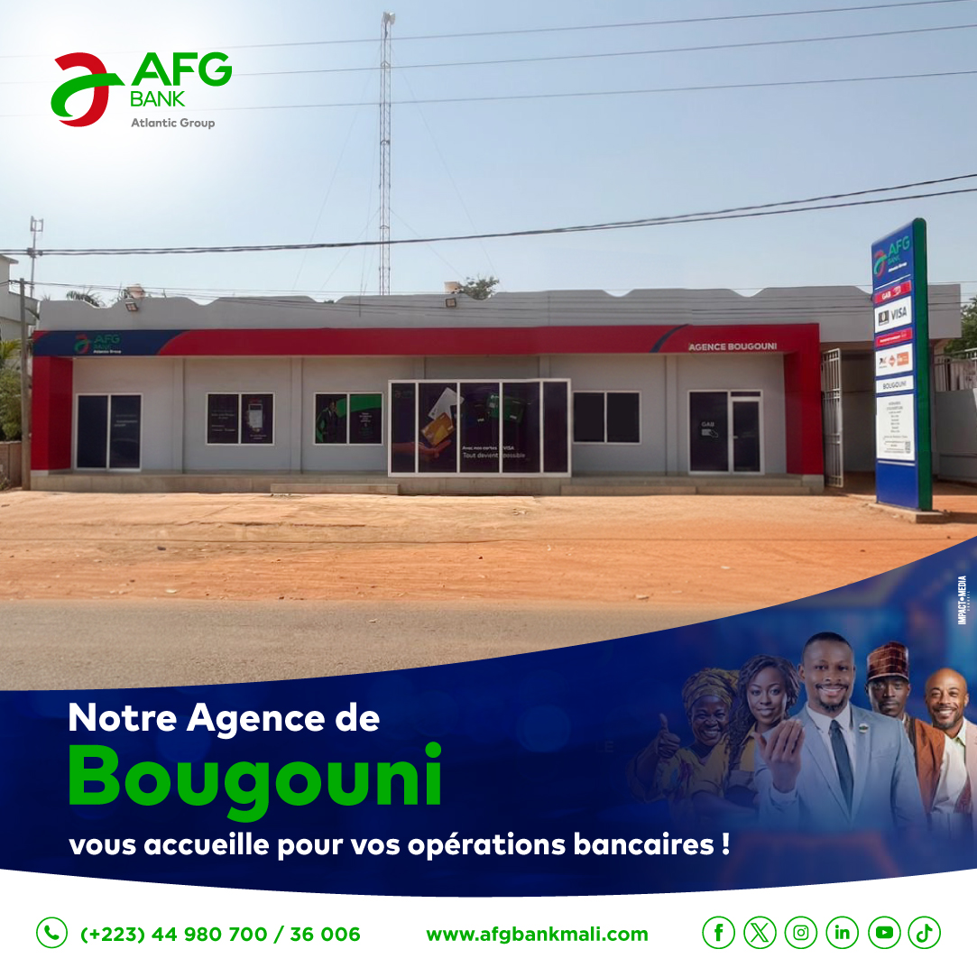afgbankmali's tweet photo. Besoin d'un service bancaire à Bougouni ? 

Retrouvez-nous dans la Cité de Banimonotié (Médine, route de Yanfolila, près du camp des gardes).

Nos équipes vous accueillent :
Du lundi au jeudi: 08h-16h
Vendredi: 08h-12h
Samedi: 09h-12h

#AFGBank #Bougouni #BanqueDeProximité https://t.co/0kYOxaVvZO
