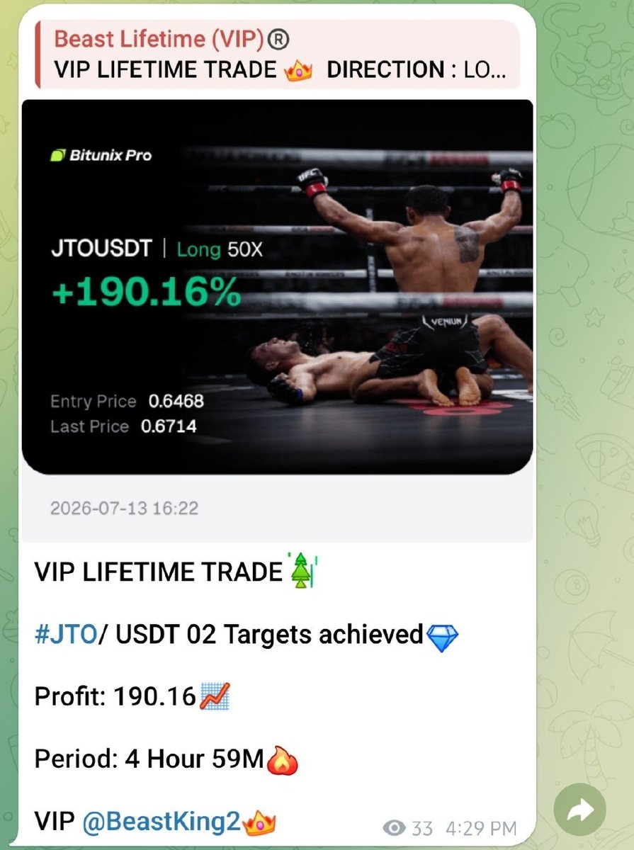 Cry_ptosurff's tweet photo. BEAST LIFETIME GROUP RESULTS 👑
PAIR : JTO/USDT 🛡🛡
2nd Target Hits in Vip Group ⭐️
✅
We Make +190.16% Profits⭐️
Free Signals https://t.co/YLb6088apC
#Gümüş #Platin #Nasdaq #Petrol #Dxy #Dax #Silver #altin #ons #bist100 #cment #xauusd #altın #gramaltın #btc #btcusdt #ambitcoin