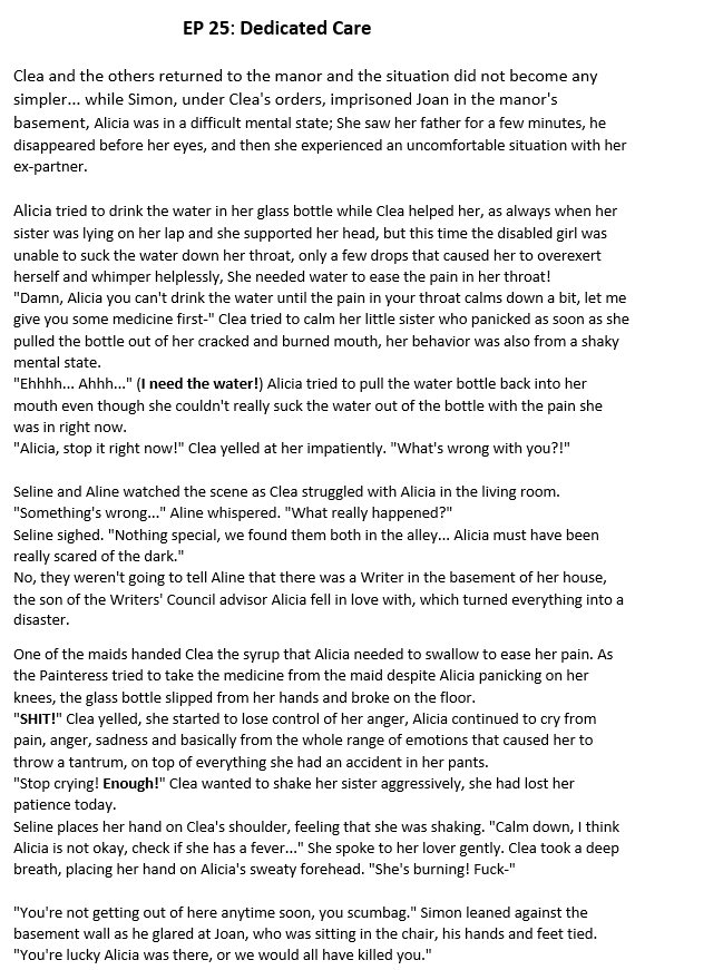 JasinyTops's tweet photo. 🖌️[Painted Story: Two Worlds Meet / Clea and Alicia Fanfic] 🖌️

Chapter 25: Dedicated Care

This episode is a little calmer than the previous one, but ends on a note of tension... 😢

ENJOY! https://t.co/D3EaUwhrWG