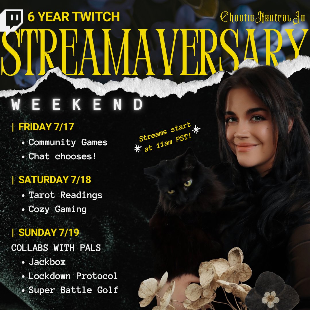 ChaoticNeutralJ's tweet photo. Celebrating 6 years on Twitch this weekend! See you there, yeah? https://t.co/GWpqdUKJ4r