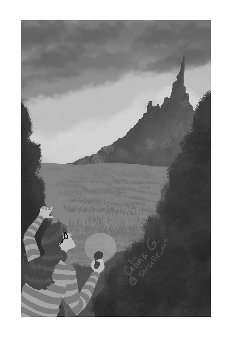 sarcelle_art's tweet photo. This is a mock illustration for a tween mystery book. I imagined a girl like Nancy Drew/Sammy Keyes trying to solve a mystery but with some fantasy elements like a daunting mountain she Needs to investigate #middlegradeillustration #bookillustration https://t.co/Oyhh2xSxFI