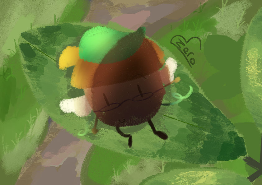 Cloudy_Zeroz's tweet photo. acorn u r on a leaf r u okay?? || testing out a brush || #OSC #art https://t.co/OOoAUFfUCs