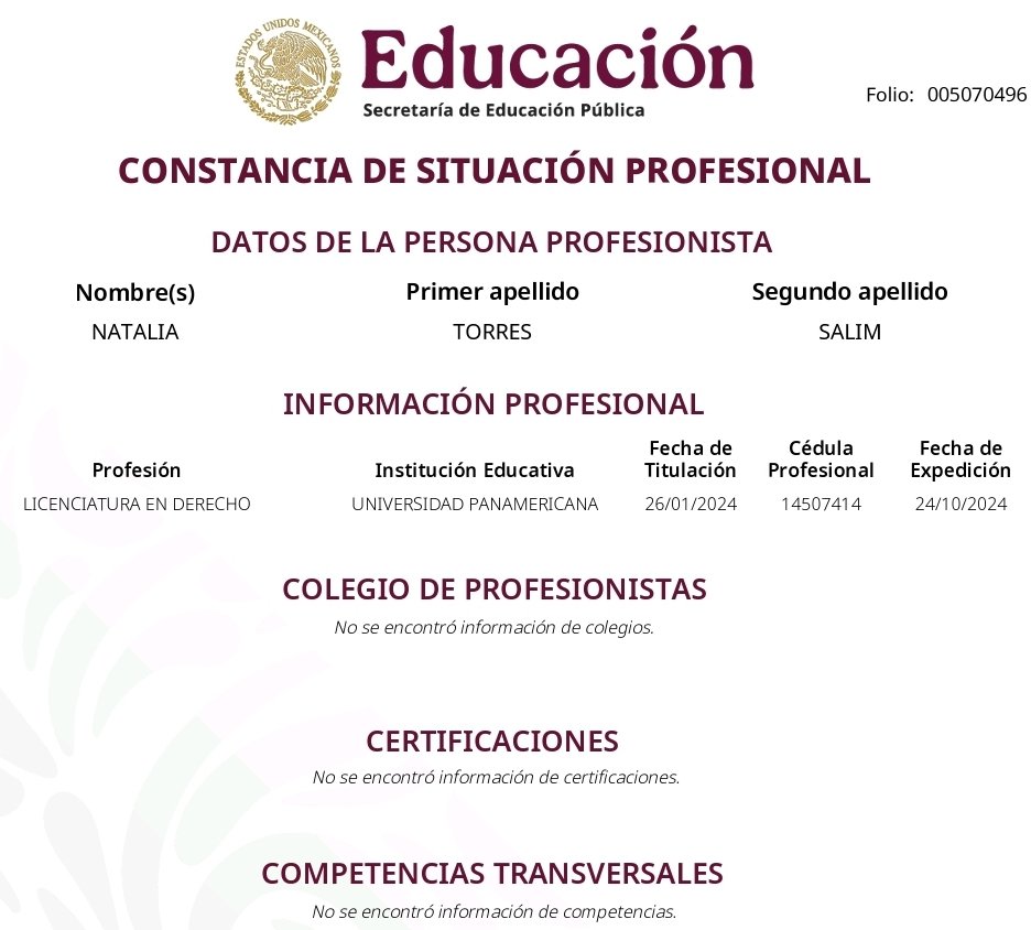 silviamo13's tweet photo. @roperabeles @artcuevas Dudo que entiendas el Derecho Constitucional o que hayas tomado alguna clase al menos, ella esta usurpando una profesión al ser cátedra y dar clases de esta materia sin tener maestría, ni siquiera su cédula profesional la avalan, solo tiene "Licenciatura en Derecho" https://t.co/kdgZyqSFVn