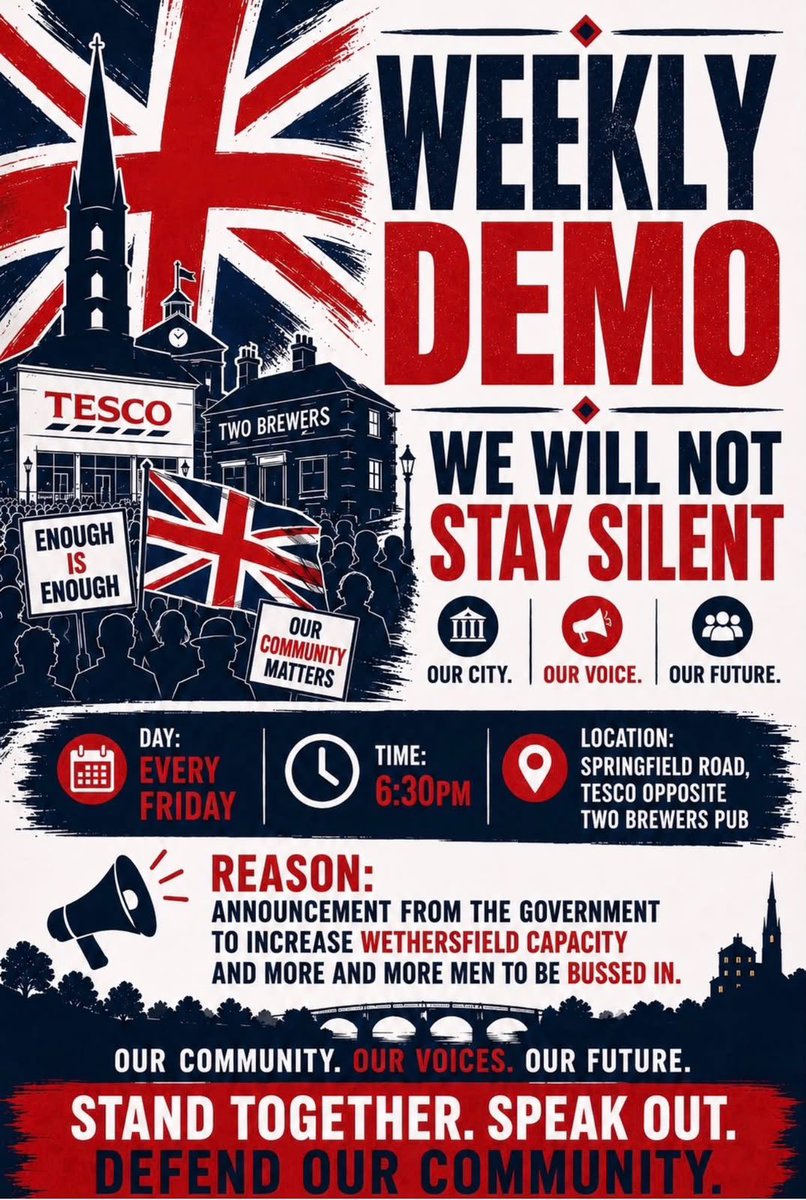 emma_standup's tweet photo. We’ve had the illegal migrant who punched a woman in Braintree being dropped off in Chelmsford and Colchester. We won’t want them here.
Please join us tonight and every Friday 6:30pm opposite Two Brewers Springfield Road. https://t.co/tfBJ31scOZ