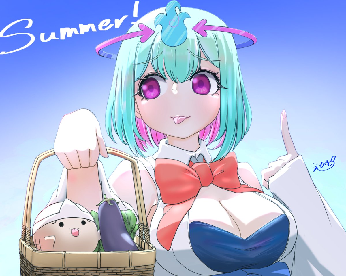 EVI_10th's tweet photo. 夏！お野菜を最近育ててるらしい
どんな風に料理しようかなって考えてる時が一番楽しいですよね
透過版はリプに
#幽画浦 https://t.co/t8OW2ZtSMu