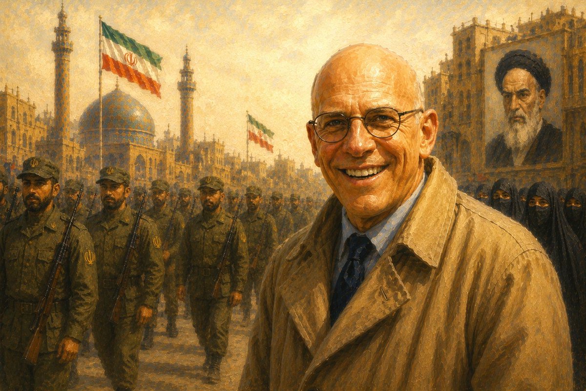 sfliberty's tweet photo. Europe's most famous theorist of modern power went to Tehran in 1978 and came back praising the Ayatollah.

Michel Foucault had spent his life analyzing surveillance, discipline, and how power reshapes people. Then he watched a police state being born and called it liberation. 🧵 https://t.co/vX7R2Oc4ow