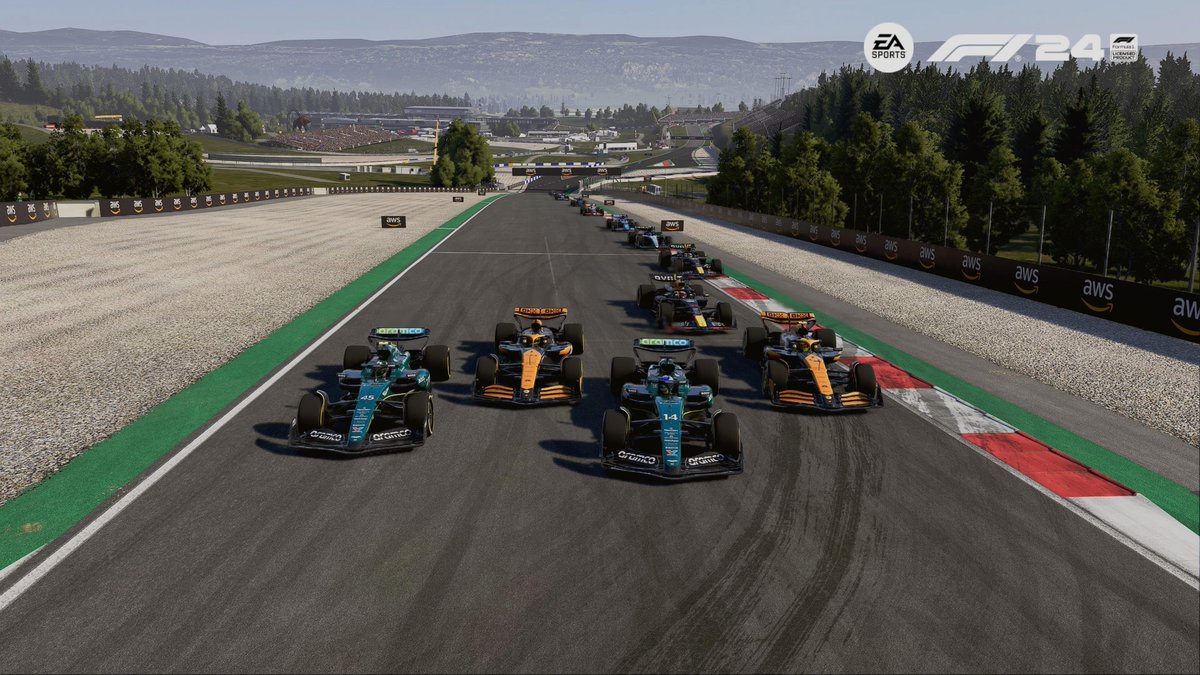 Lokan__45's tweet photo. You can say anything you want about f1 24 game but this was best game for me like look at 📸this 4 wide 2 goats 2 champion #f1 #fypシ゚ #playstation #f124 #game #UK #English https://t.co/QKdkcf1KpB