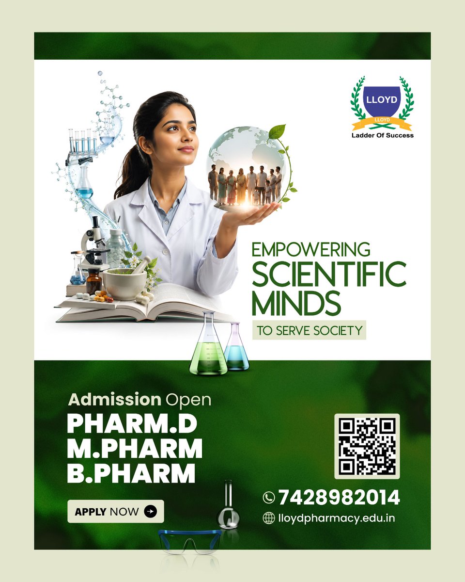 lloyd_pharmacy's tweet photo. ๐๐๐ฆ๐ข๐ฌ๐ฌ๐ข๐จ๐ง๐ฌ ๐๐ฉ๐๐ง ๐๐๐๐ Choose the professional program that matches your career aspirations:
- Pharm.D
- M.Pharm
- B.Pharm
๐ฒ ๐๐ฉ๐ฉ๐ฅ๐ฒ ๐๐จ๐ฐ: https://t.co/L6BqXvJkro
๐7428982014
#LloydPharmacy #PharmacyAdmissions2026 #PharmD #MPharm #BPharm #FutureInPharma https://t.co/HtaJrF4GVl