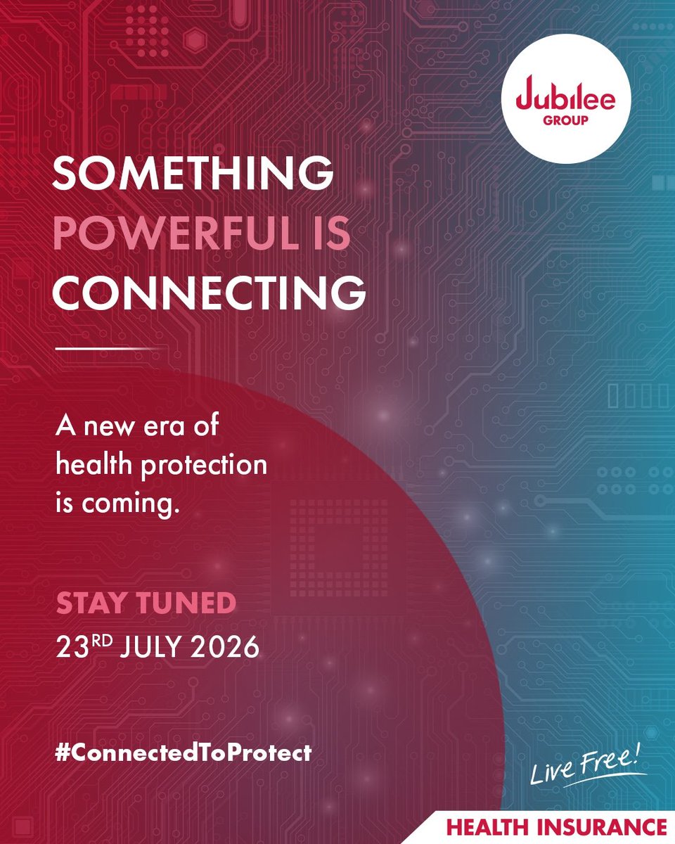 JubileeGroupKE's tweet photo. A shared purpose. A powerful new connection.
Something exciting is coming, designed to strengthen access to health protection and create greater value for the people and communities we serve.
Stay tuned!
#ConnectedToProtect #LiveFree #JubileeHealth https://t.co/3J8pfWaoDf