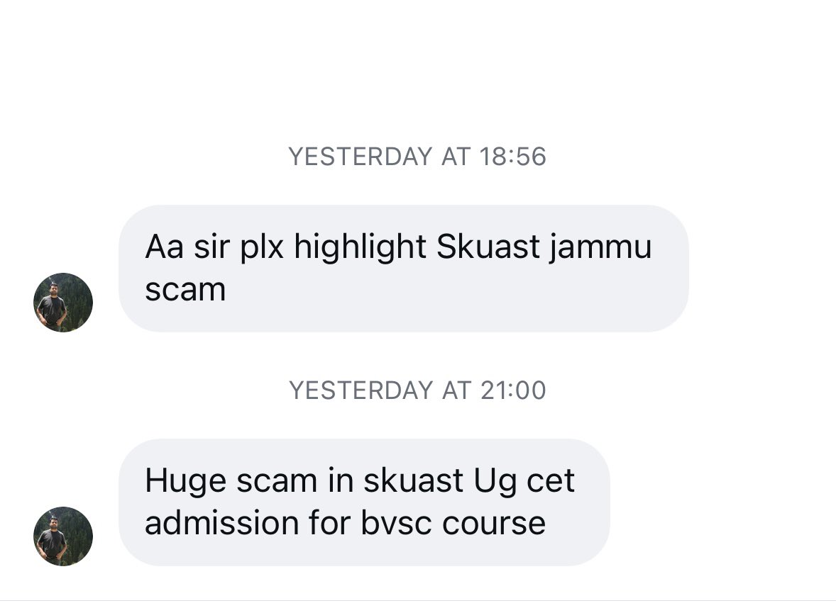 iamsahilparray's tweet photo. My inbox has been flooded with messages from students alleging serious irregularities in the SKUAST Kashmir and SKUAST Jammu entrance examinations. Many claim that unfair means were used during the exams and are demanding a fair and transparent probe. If these allegations are true, it raises deeply disturbing questions.
What is happening to our education system? Who is responsible for this mess?

I urge the J&K Government and the concerned authorities to take immediate cognisance of these allegations and order an independent, time-bound investigation. Every deserving student has the right to a fair examination and an equal opportunity. If there has been any malpractice, the truth must come out and those responsible must be held accountable.
Justice delayed is justice denied for thousands of hardworking students. 
@JKACB @OmarAbdullah @sakinaitoo @SKUASTJammu