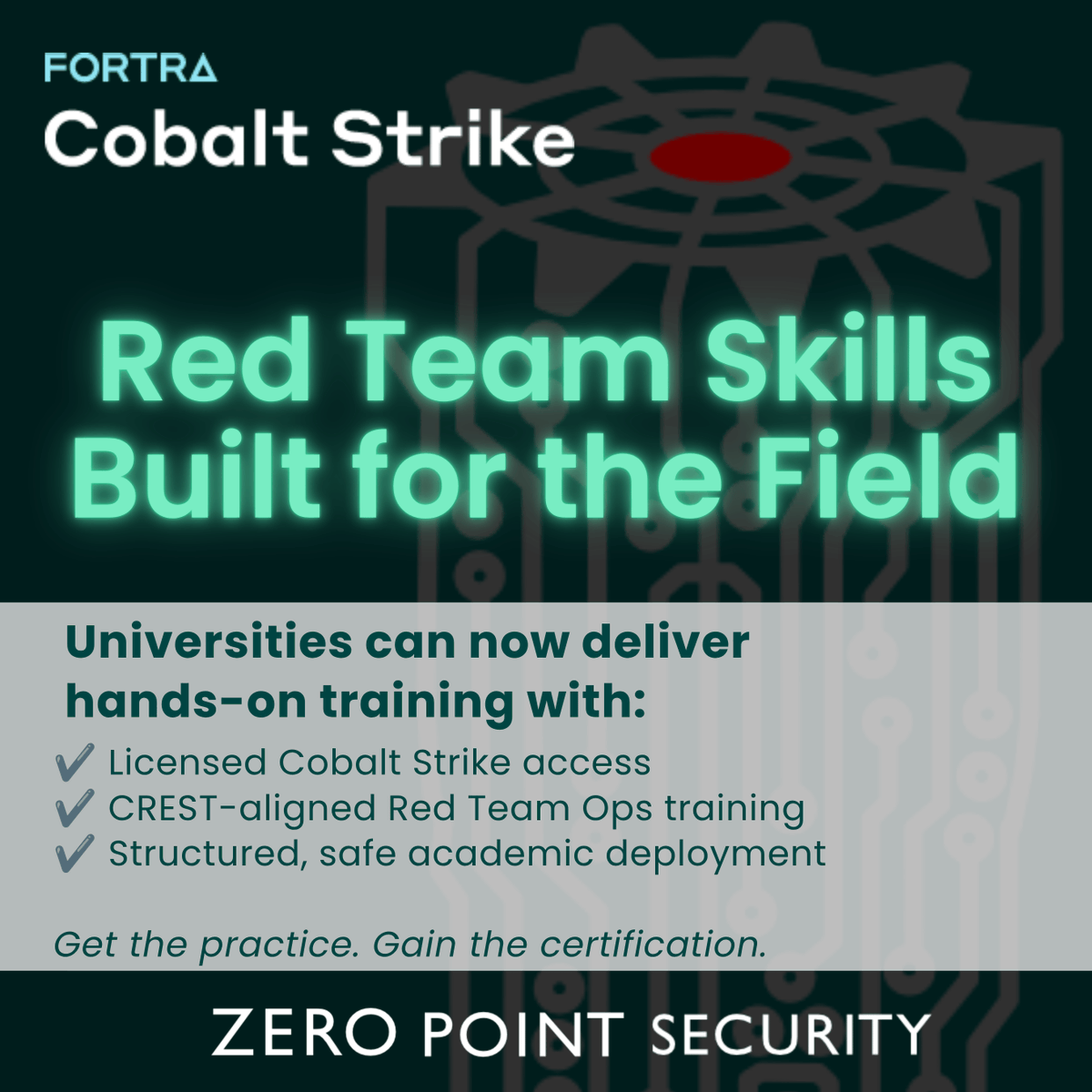 _CobaltStrike's tweet photo. Cybersecurity education needs industry credibility.
Teach offensive security using the same tools and methodologies students will face on the job—licensed Cobalt Strike paired with CREST‑aligned Red Team Ops training.
#CyberCurriculum #RedTeamTraining #CobaltStrike https://t.co/qbysWTvQd0