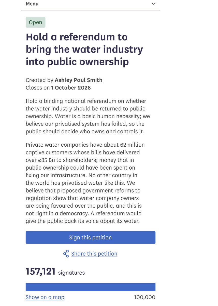 RWindscheffel's tweet photo. Parliament has announced they will hold a debate about the public ownership of the water industry following a petition brought by @ashsmith43 
That debate is currently scheduled to happen on the 14th September. https://t.co/sRxPMSTVVO