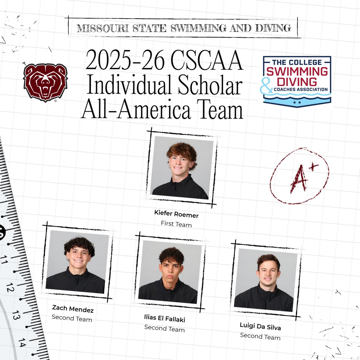 MoStateSwim's tweet photo. Our Bears pick up individual and team CSCAA Scholar-All America honors! 🐻✏

🔗https://t.co/2OvjuTmmFR

#GoBears | #WeAreMoState https://t.co/kLzldULSMq
