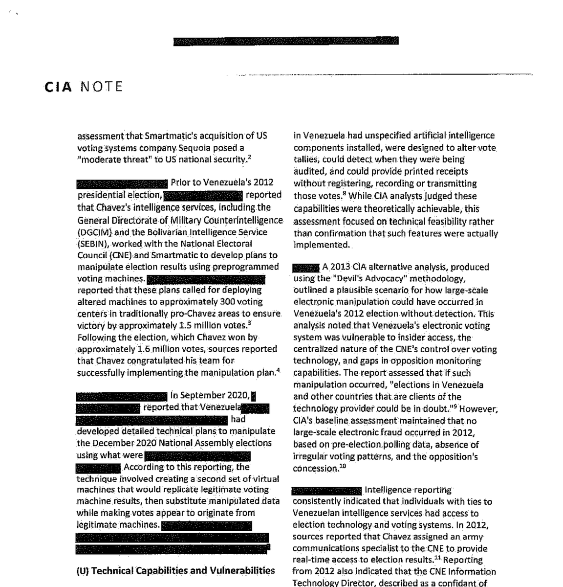 alandete's tweet photo. URGENTE | VENEZUELA. Trump se dispone a anunciar la desclasificación de documentos de inteligencia que, según la Casa Blanca, muestran que la CIA obtuvo información detallada sobre un supuesto plan del régimen de Nicolás Maduro para manipular digitalmente las elecciones parlamentarias venezolanas de 2020.
La información incluiría detalles precisos sobre los métodos desarrollados para alterar electrónicamente los totales de votos sin dejar rastros y sin que la manipulación pudiera ser detectada siquiera mediante una auditoría posterior.

Trump sostendrá que estos documentos demuestran que la alteración electrónica de resultados electorales no es una posibilidad teórica, sino una capacidad que habría sido estudiada y utilizada por el régimen venezolano. El presidente utilizará esas conclusiones para reclamar medidas urgentes que impidan que los sistemas electorales de Estados Unidos puedan ser pirateados, intervenidos o comprometidos.

Por ahora, la declaración se refiere específicamente a un supuesto complot de Maduro para manipular las elecciones de Venezuela, no a una confirmación de que las elecciones estadounidenses de 2020 fueran alteradas de ese modo. Se espera que Trump revele más detalles y documentos durante su discurso.