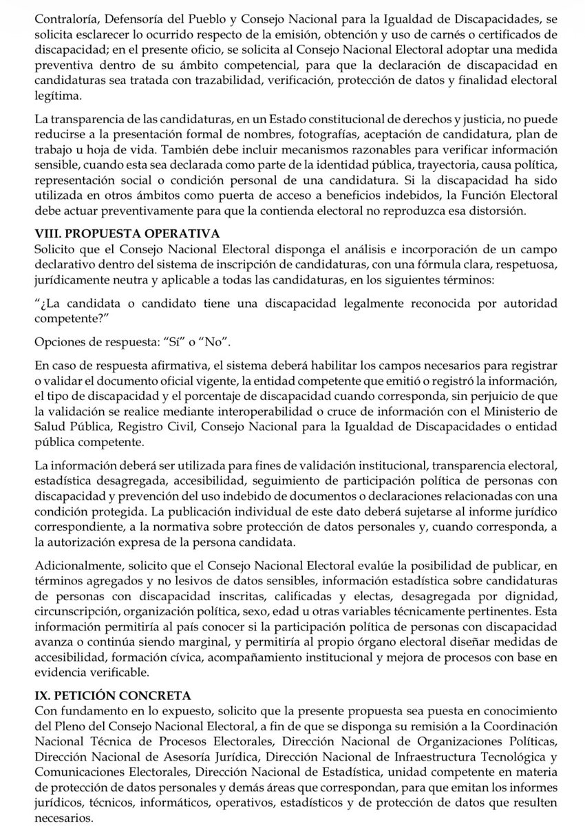 lahistoriaec's tweet photo. Y que no se resienta Mónica. La consejera suplente del @cnegobec María Cristina Kronfle propuso a este organismo que los candidatos a las próximas elecciones declaren si tienen o no carnet de discapacidad para que luego se verifique la validez de este documento en las instituciones competentes. Recientemente, la candidata a la alcaldía de Guayaquil, @MLuzarragaEc se molestó y cortó una entrevista porque le hicieron esta pregunta. Dijo que era un tema privado.