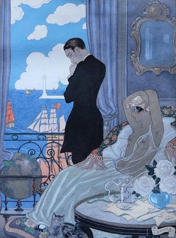 doortodivinity's tweet photo. “Couple and Window Open to the Sea”
(Couple et fenêtre ouverte sur la mer)
George Barbier, 1926 https://t.co/4WPTUUV78t