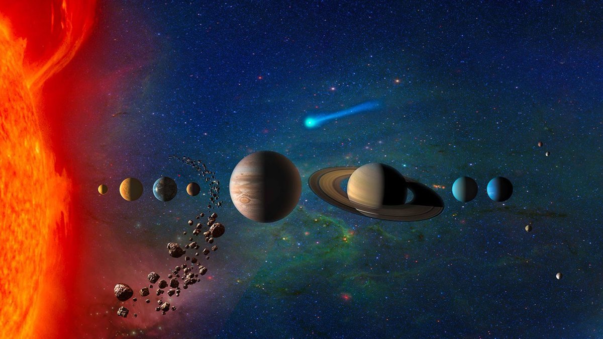 LatestSpaceNews's tweet photo. 8 major planets, 200+ moons, millions of asteroids &amp; comets, all locked in a gravitational dance around a star blazing through the galaxy at 450,000 mph, all while shielded inside a massive bubble called the heliosphere.

Our solar system is absolute magic. ☀️🪐☄️ https://t.co/MWIDcS8API