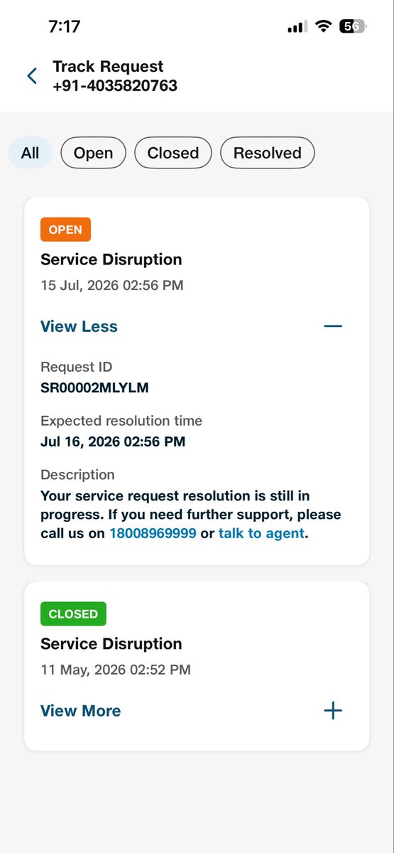 chashokkumar's tweet photo. @jio_fiber horrible service as usual, raised a complaint on 15th july 2;56pm about internet not working, appointment scheduled on 16th July 12-1pm till now no update and keep on calling to call centre their brainless answer is engineer is busy and no resolution https://t.co/c83jdAdAXz