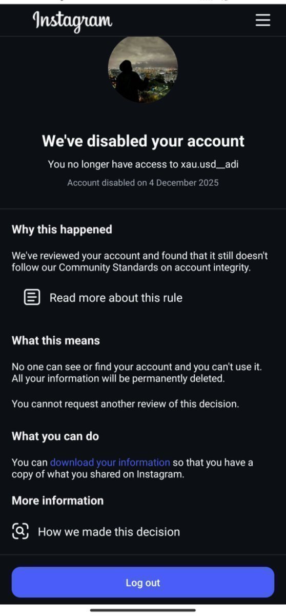 XAUUSD_ADI's tweet photo. Day 225 of trying to recover my Instagram account. ๐
I lost my account for no valid reason, and I still haven't received justice.
@instagram @Meta @mosseri
I won't stop until I get a fair review and my account back.
#BringBackMyAccount #InstagramSupport #JusticeForCreators https://t.co/csMwVmzoV9