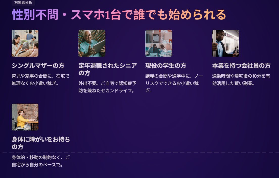 Yuko92588's tweet photo. 作業は非常にシンプルで、1日わずか10分程度で完了し、報酬は当日決済（日払い）となります。
【対象となる方（性別不問）】
1.シングルマザーの方
2.定年退職されたシニアの方
3.現役の大学生・専門学生の方
4.本業を持つ会社員
5.身体に障がいをお持ちの方
6.その他、男性・女性問わず大歓迎！ https://t.co/gzPCOwvhDu