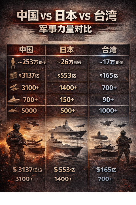 Lamecks101's tweet photo. 中日台の軍事力データを客観的に見ると、中国側の数的・質的優位は明らかで、特にミサイル攻撃・防空突破・補給面での優位が決定的だ。日本のシンクタンクが「日台側の早期崩壊リスク」と指摘するのは、こうしたデータに基づく現実的な分析結果に他ならない。 https://t.co/CeMnUoJzWa