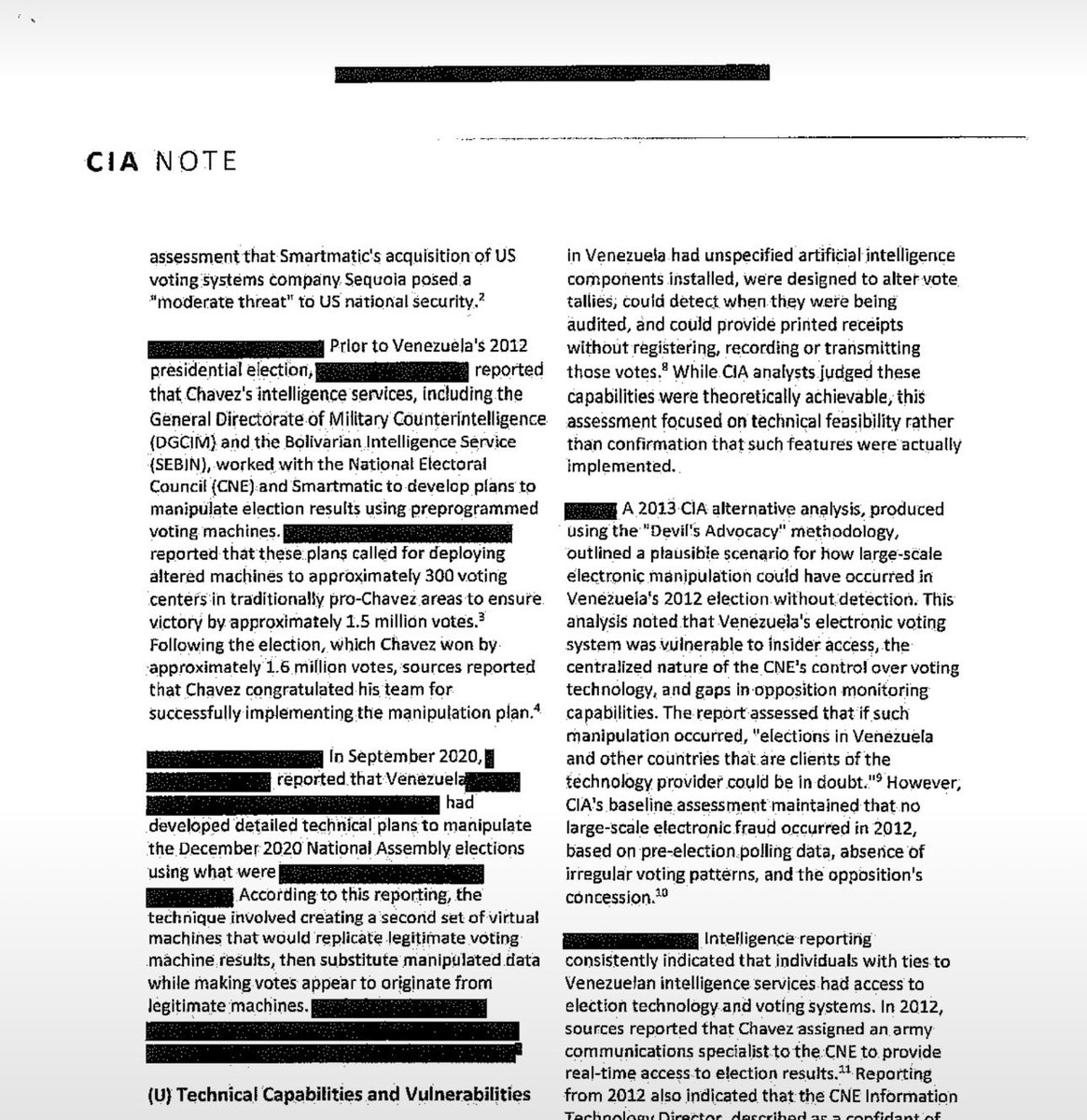 DaltonMachadoG's tweet photo. 🚨URGENTE 💣

Trump acaba de revelar que a CIA vinha documentando há anos a capacidade do regime chavista de manipular eleições por meio de sistemas eletrônicos. 
O relatório desclassificado reúne planos atribuídos ao aparato de Chávez e Maduro para alterar resultados, substituir dados reais por números manipulados e fazê-lo sem deixar rastros detectáveis em uma auditoria convencional. 
Também aponta o envolvimento direto de órgãos de inteligência venezuelanos e seus vínculos com a tecnologia eleitoral.
A conclusão política é devastadora: o regime do qual Delcy Rodríguez faz parte hoje não apenas perseguiu a oposição e controlou as instituições, mas desenvolveu ferramentas para condicionar o voto e se perpetuar no poder. 
Em algumas eleições, o chavismo pôde se impor por meio do controle institucional, do boicote opositor e da cooptação, sem necessidade de alterar massivamente os votos.