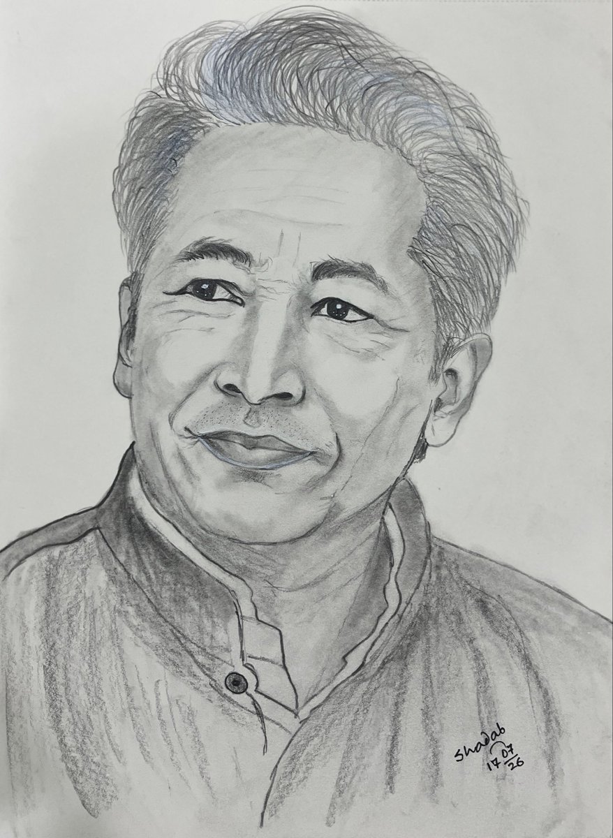 shadabcil's tweet photo. Distance may keep me away, but it cannot diminish my admiration and support. Through this humble sketch, I express my solidarity with Sonam Wangchuk Sir. Your sacrifice, vision, and commitment to the people inspire hope in countless hearts. My emotional support is always with you https://t.co/Fndvb0onYn