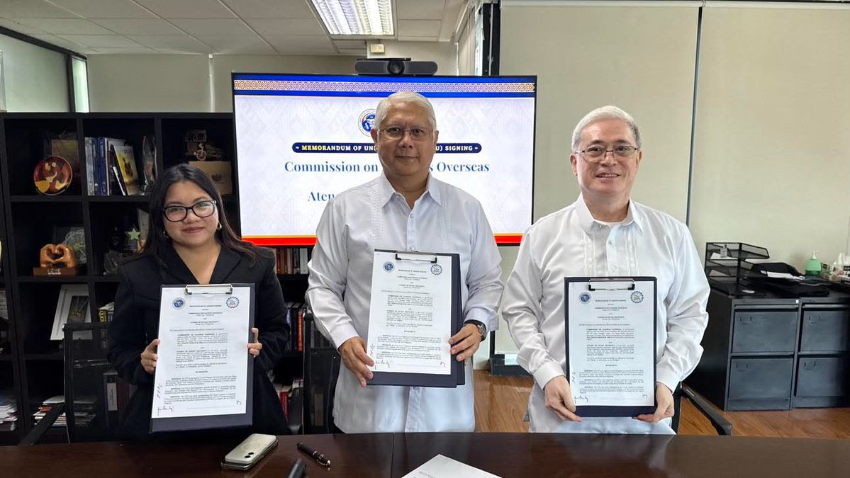 ADDU_Official's tweet photo. IN PHOTOS | Memorandum of Understanding Signing with the Commission on Filipinos Overseas
partners in its institutional mission, deepening its service to fellow Filipinos beyond our shores and into the broader global community.

Full post: https://t.co/1GiZAs1RYG https://t.co/d8eJowqkyD