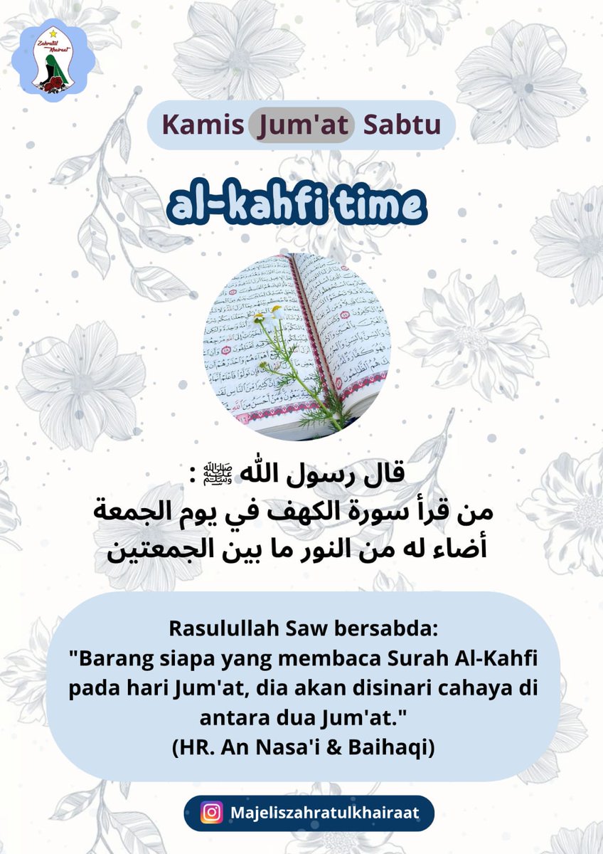 aisyahhwaidah's tweet photo. 3 hari berturut-turut, jika tidak bisa dihari Kamis, bacalah dihari jum'at, Kemudian dihari Sabtu https://t.co/gh85YmBFfh