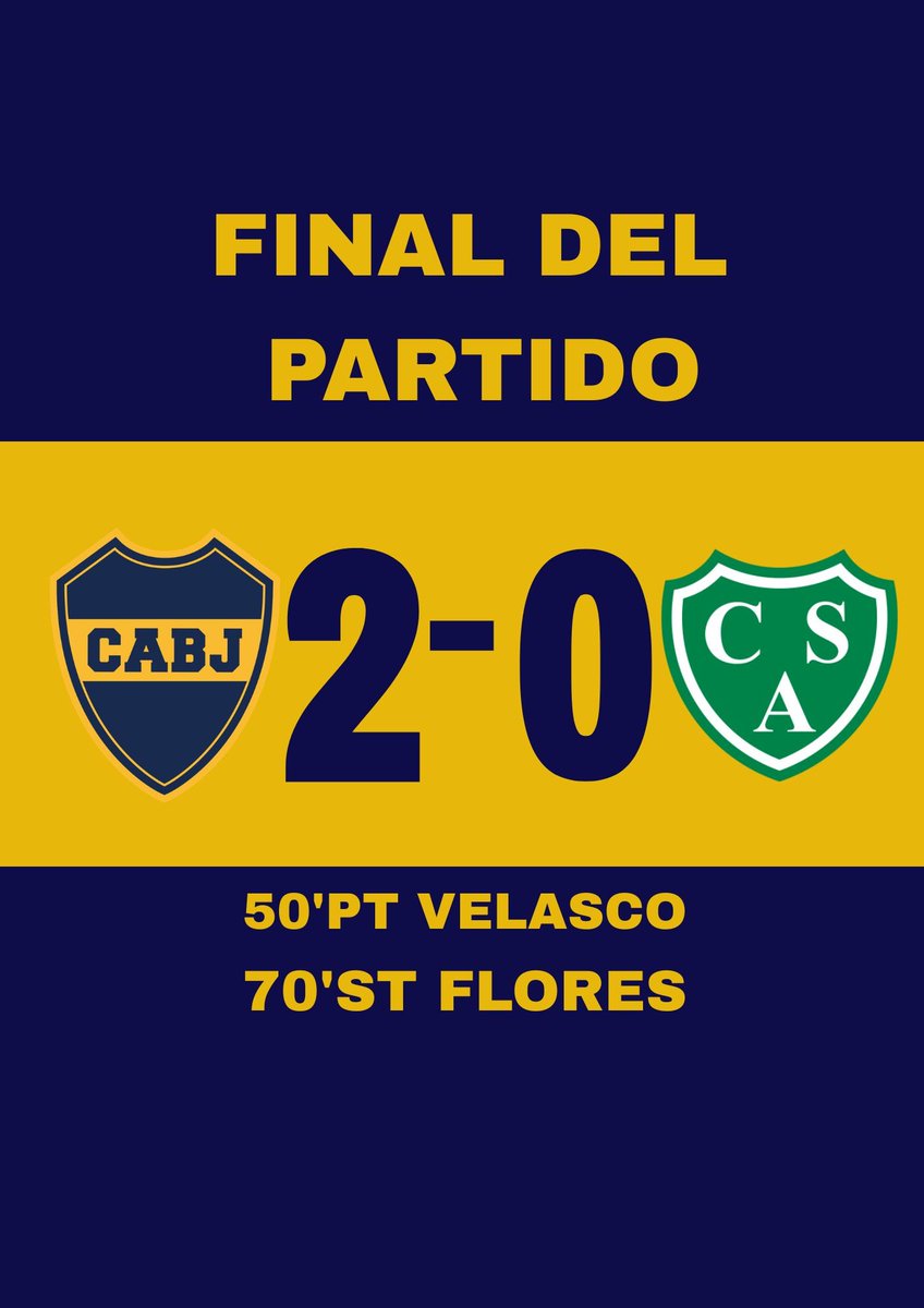 CanalCabj's tweet photo. FINAL DEL PARTIDO
GANO BOCAAAA
#BOCA 2-0 SARMIENTO
⚽️ #VELASCO Y #FLORES
#CANALCABJ https://t.co/vgV1IbAQZm