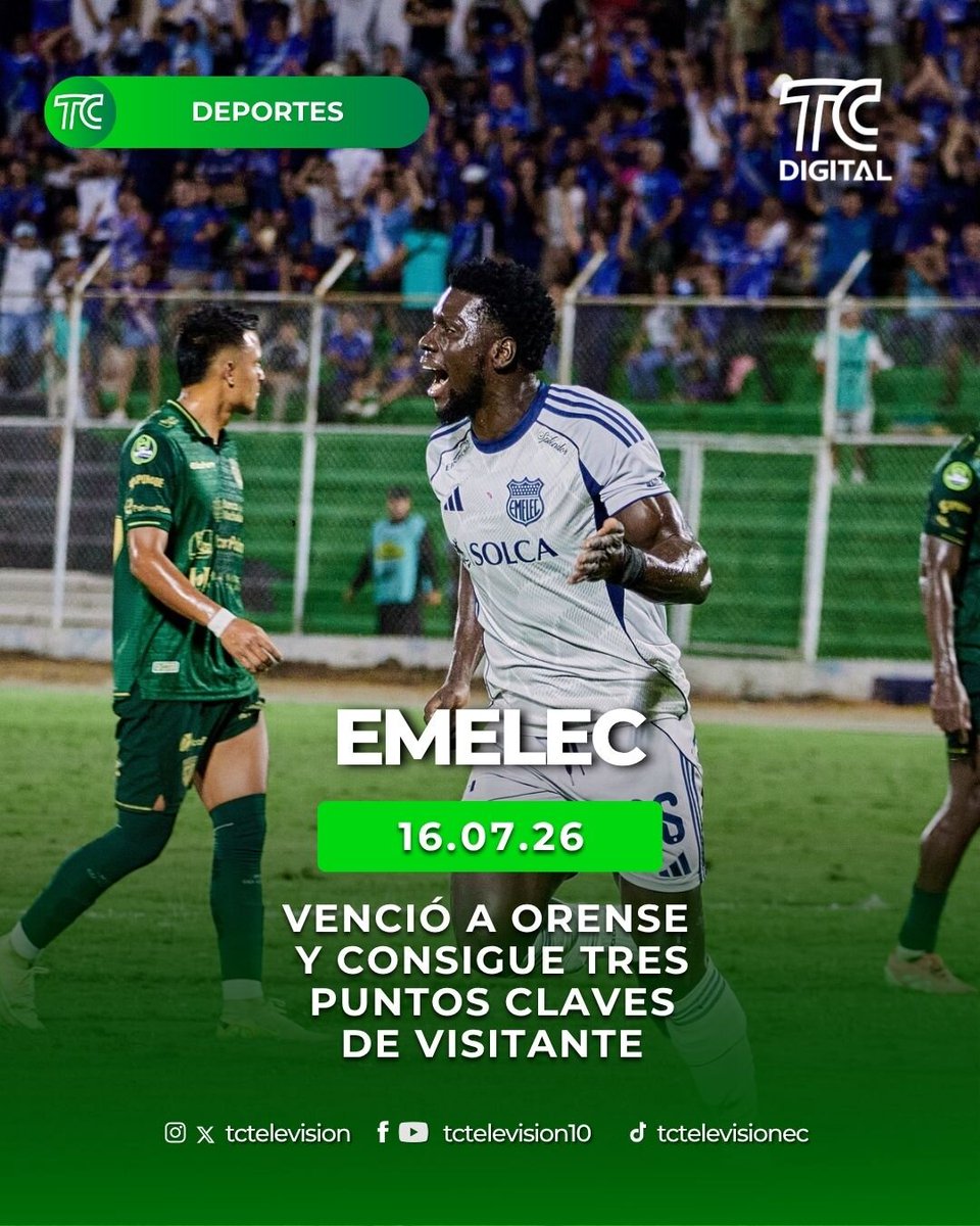 tctelevision's tweet photo. ¡FIESTA AZUL EN MACHALA!🔵
-
Emelec sacó tres puntos de oro tras derrotar 2-0 a Orense🟢 a domicilio por la Liga Ecuabet.🔥
-
⚽Mira los goles aquí: https://t.co/pVsmIX70VW https://t.co/stPGie4pVW