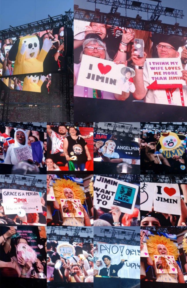 PJM_INA's tweet photo. K-Media menyoroti penampilan Jimin dalam konser ARIRANG BTS di München dan menjulukinya sebagai “𝘿𝙚𝙬𝙖 𝙆𝙤𝙣𝙨𝙚𝙧” berkat antusiasme luar biasa dari para penggemar.

Selama segmen ARMY Time, berbagai banner untuk Jimin memenuhi layar raksasa. Penggemar mengenakan kostum karakter CHIMMY, membawa banner bertuliskan “JIMIN UR MY ANGEL” dan “JIMIN, I WANT YOU TO”, hingga pasangan lansia yang mengenakan gat sambil mengangkat banner bertuliskan “I♡JIMIN”.

Jimin juga menciptakan momen mengharukan dengan menghadiahkan jaket yang sedang dikenakannya kepada seorang penggemar yang membawa banner bertuliskan, “Aku telah menunggu momen ini selama 9 tahun.”

Setelah konser berakhir, video para penggemar yang berkumpul di Marienplatz, München, dan menyanyikan lagu solo Jimin, “Who”, bersama-sama turut menjadi sorotan di media sosial.

https://t.co/Us4ZAXxrHi