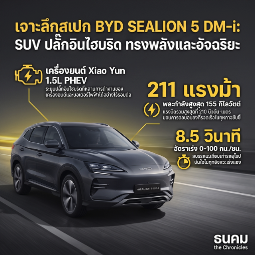 theChroniclesTH's tweet photo. 🚗⚡ BYD-DENZA ไทย ทะลุยอดส่งมอบ 130,000 คัน! 
ฉลองด้วย SEALION 5 DM-i Standard ใหม่ 
ราคา 699,900 บาท 
ไฟฟ้าล้วน วิ่งไกล 1,180 กม. 
เร่ง 0-100 ใน 8.4 วิ

อ่านที่ >> https://t.co/vfcy1ft50a

#BYDThailand #SEALION5DMi #theChroniclesThailand https://t.co/eGrXPcvvqr