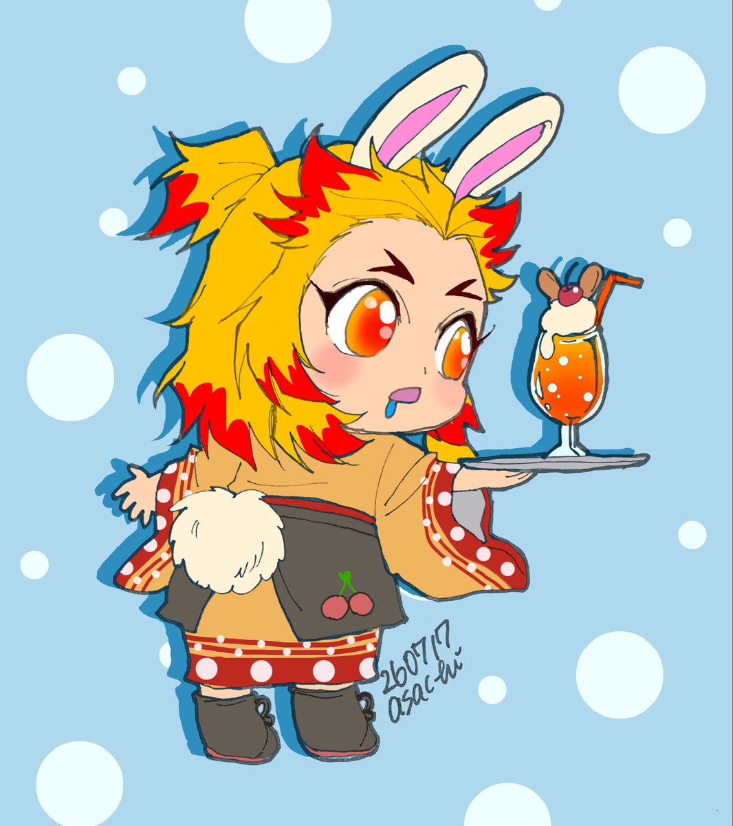 shinga_asachi's tweet photo. 🐰🔥🍹

運んでる途中で食べたくなっちゃった https://t.co/brGr2mJ9sQ