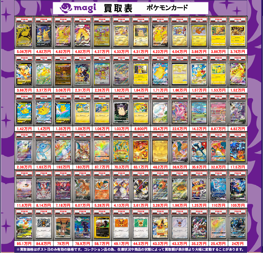magi大阪なんばマルイ店 ポケモンカード買取表】 本日有効 PSA10買取表