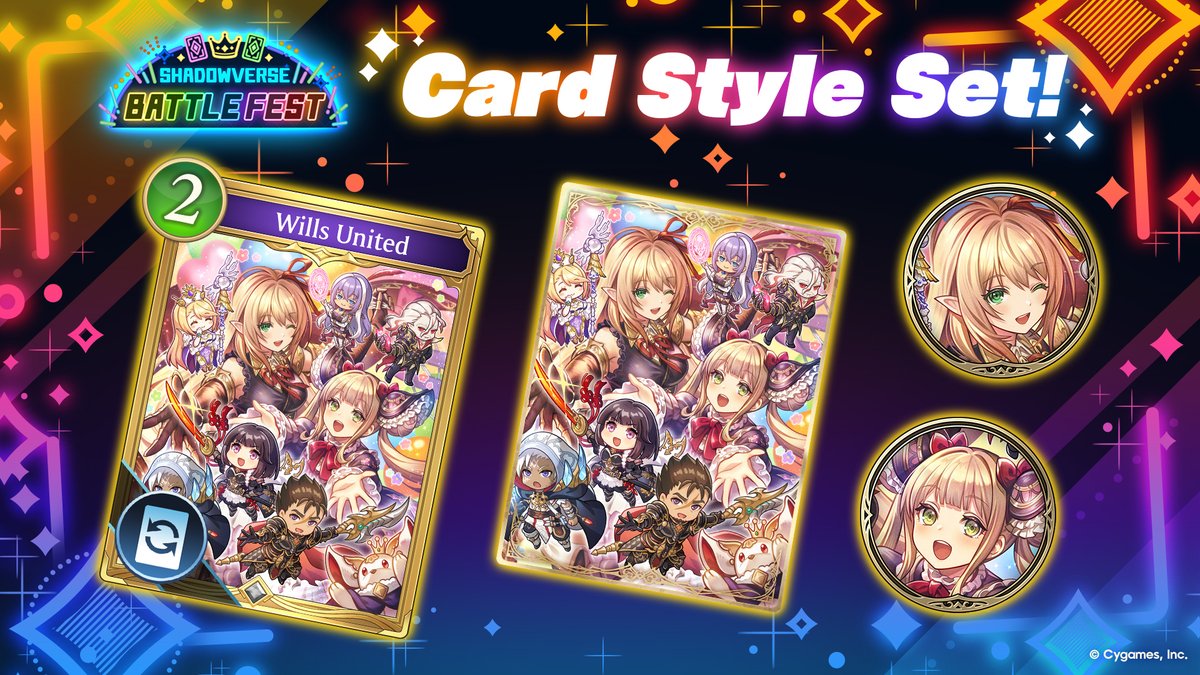 shadowversegame's tweet photo. Each team's supporter set is now available in the supply shop! ✨

Complete your collection, even if you didn't participate in the Battle Fest!

Discounts will be applied for items you already own.

#ShadowverseWB #ShadowverseBattleFest https://t.co/Bfsxn3GXMC