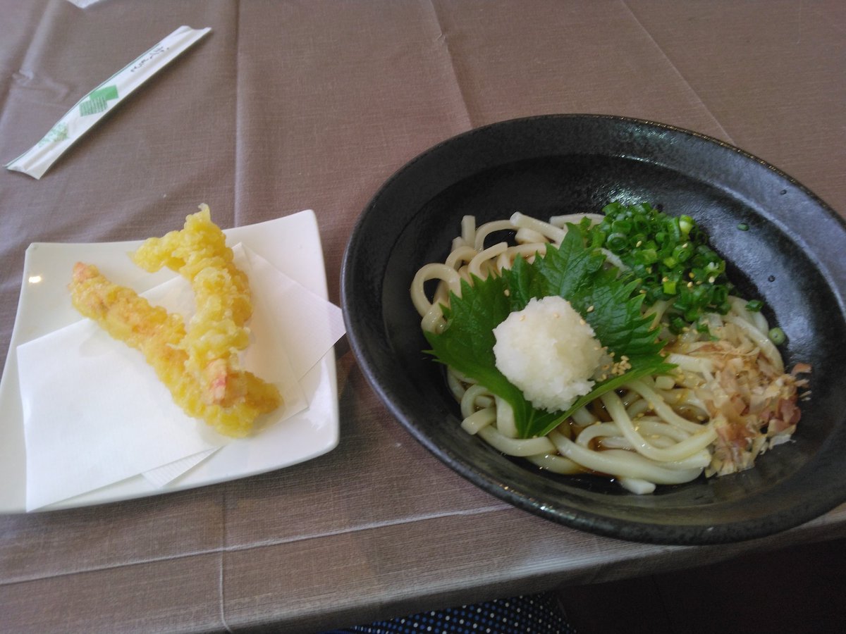 daimajinDMH's tweet photo. 毎日暑過ぎの日々ですな～。昼飯で冷やしうどんとエビ天🍜 https://t.co/20n6PUu8hO